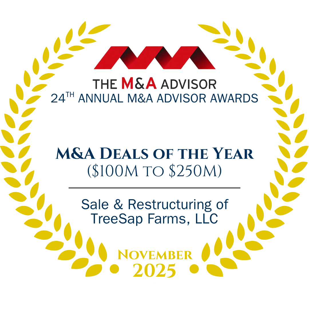 2025 M&A Advisor M&A Deals $100M to $250M - TreeSap Farms