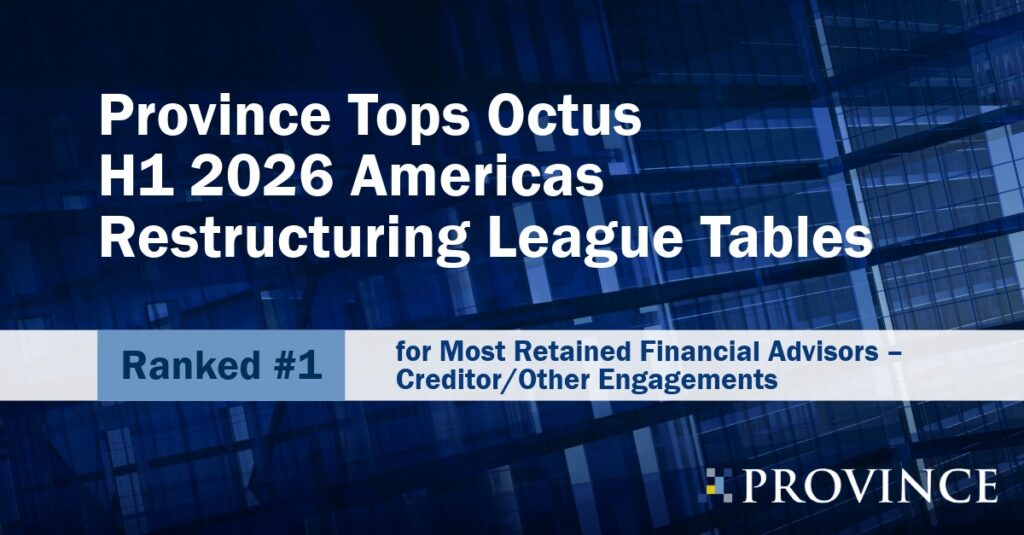 Province Tops Octus H1 2026 America’s Restructuring League Tables