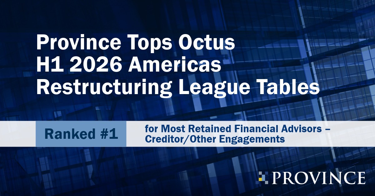 Province Tops Octus H1 2026 America’s Restructuring League Tables