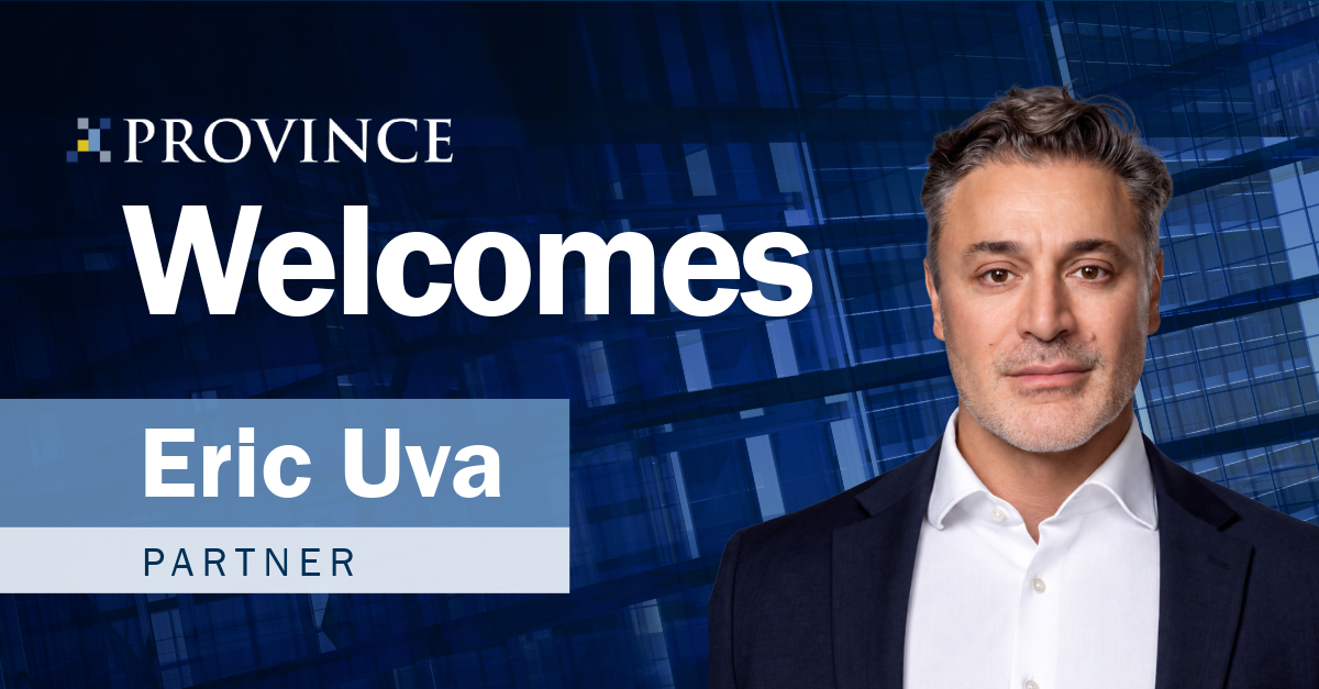 Province Welcomes Eric Uva as Partner